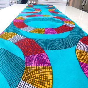 Ankara Table Runner- Blue Circles